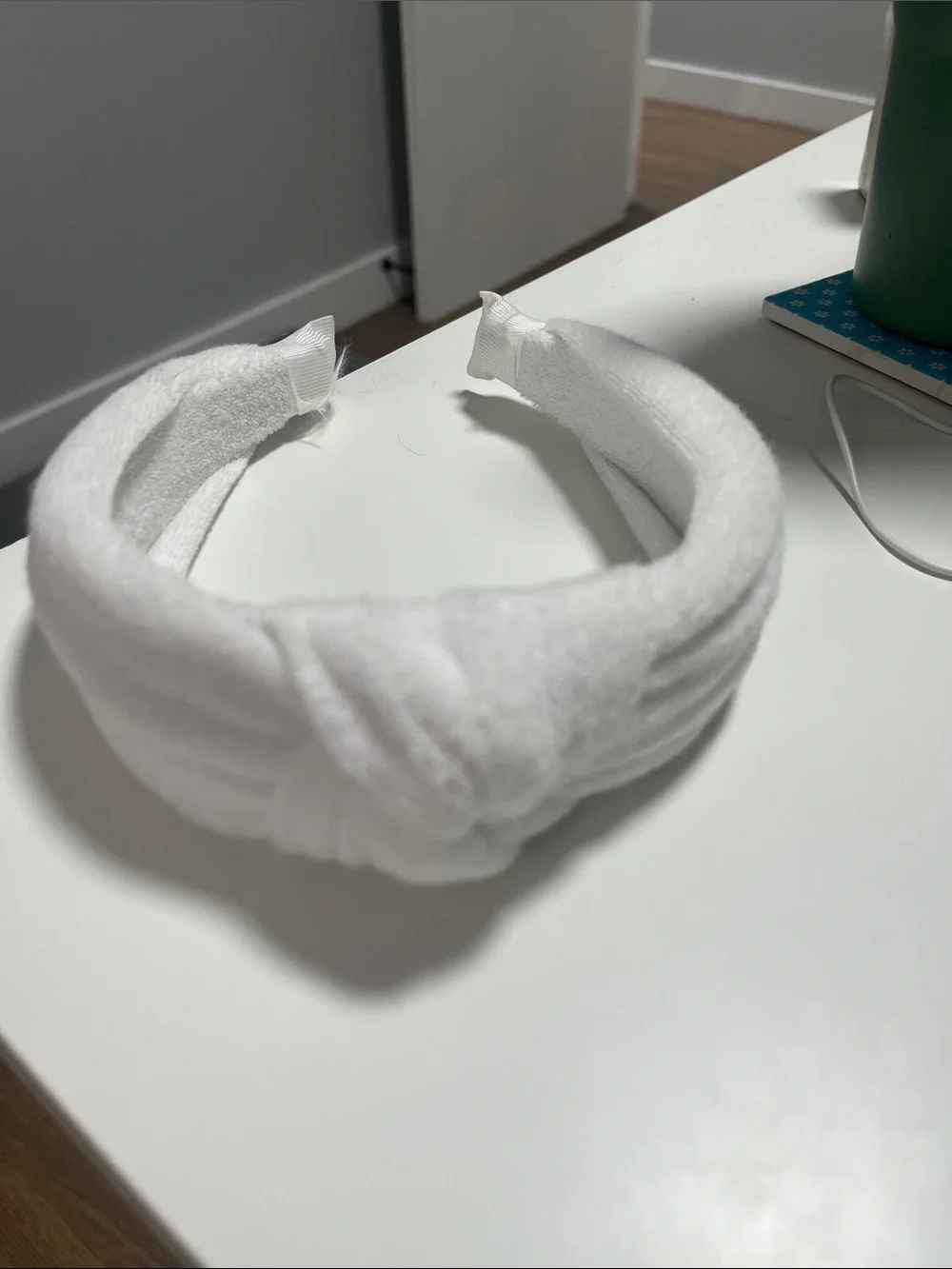 Terrycloth White Knotted Padded Headband